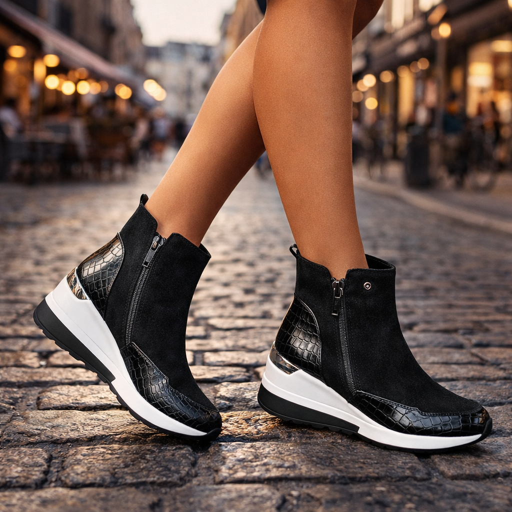 Loreen Women's Suede Wedge Sneaker Ankle Boots