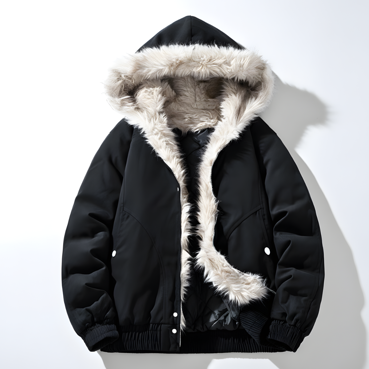Newton Men’s Quilted Fur-Lined Hoodie – Soft Insulated Hooded Jacket