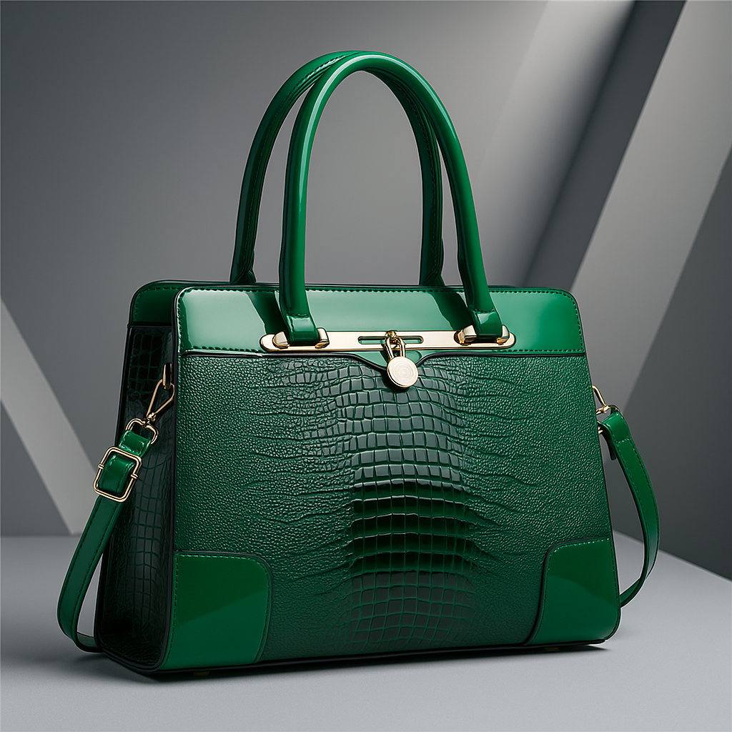 Martina Women’s Handbag – Croc-Embossed Structured Leather Bag