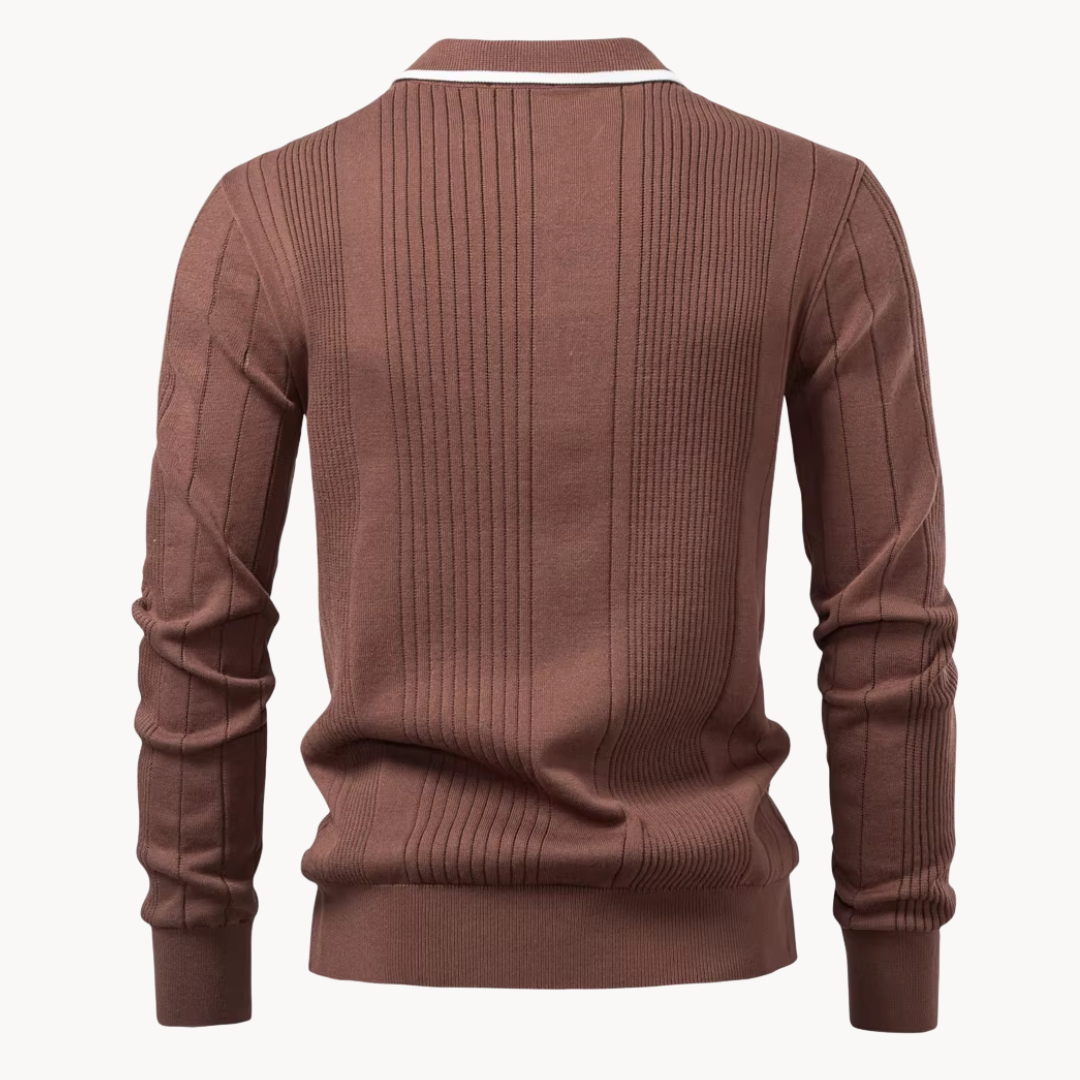 Mando Men’s Knit Polo Sweater – Tailored Comfort Knit Pullover