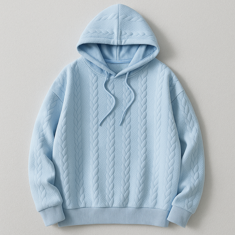 Gabriel Men’s Cable Knit Hoodie – Soft Cotton with Adjustable Drawstring