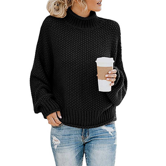 Sophie Women's Turtleneck Pullover – Chunky Knit Sweater with Relaxed Fit for Winter Layers
