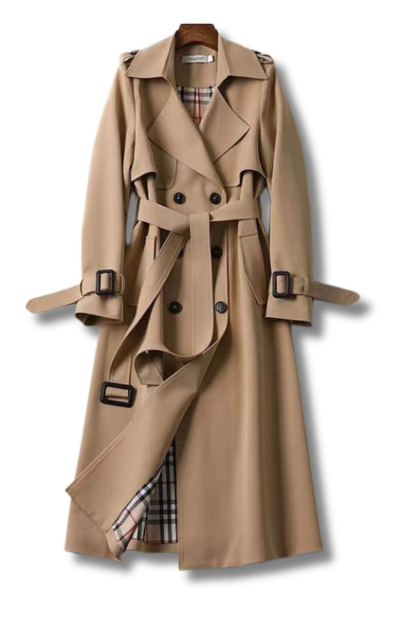 Hillary Women’s Trench Coat – Breathable Tailored Classic Belted Coat
