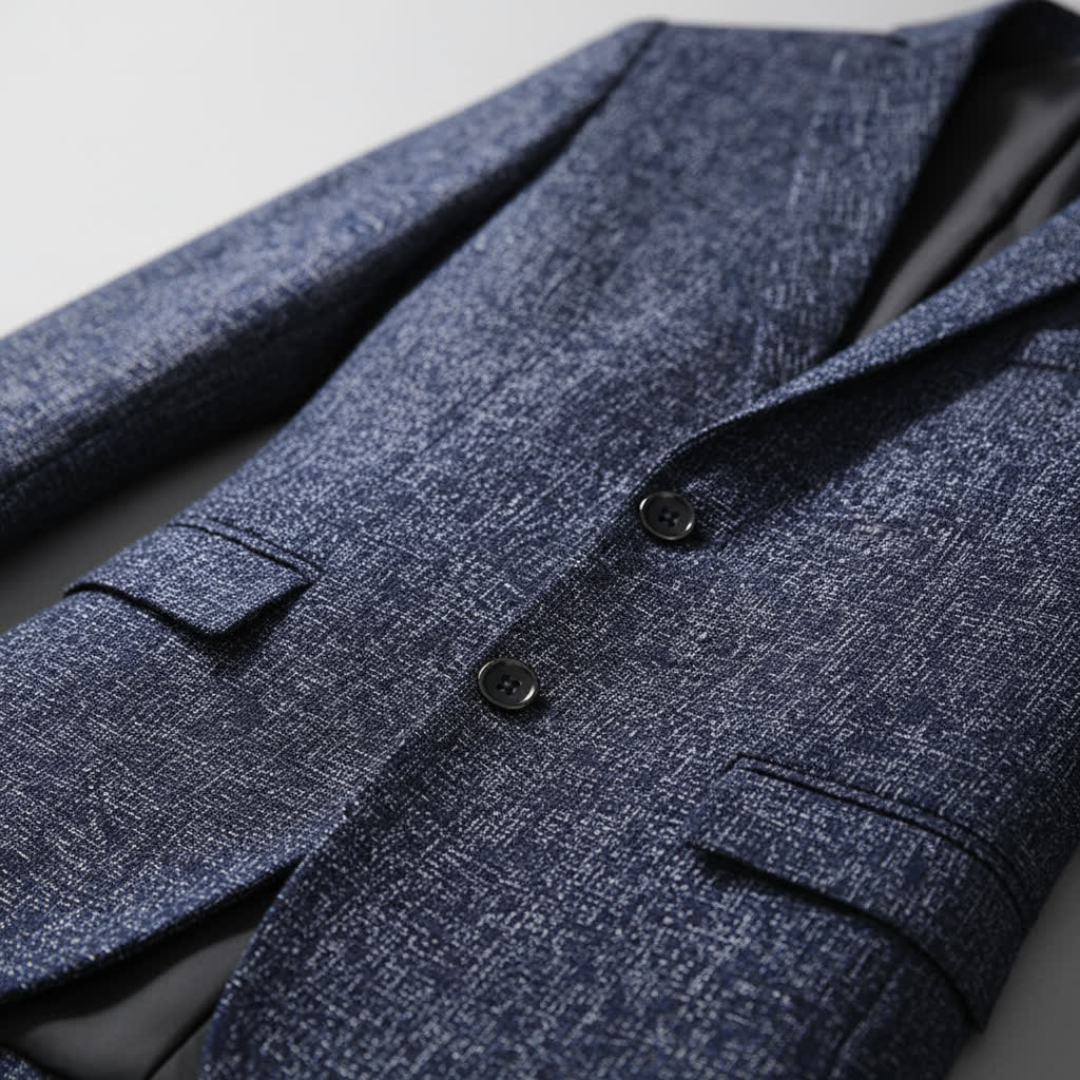 Marzio Men’s Blazer – Textured Tailored Jacket with Two-Button Design