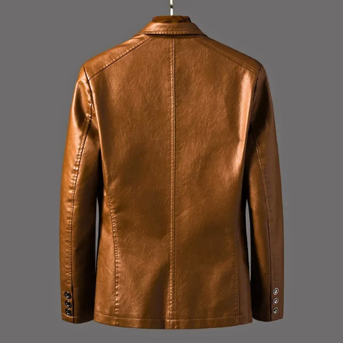 Bennett Men’s Leather Jacket – Vintage Smooth Leather with Button-Up Closure
