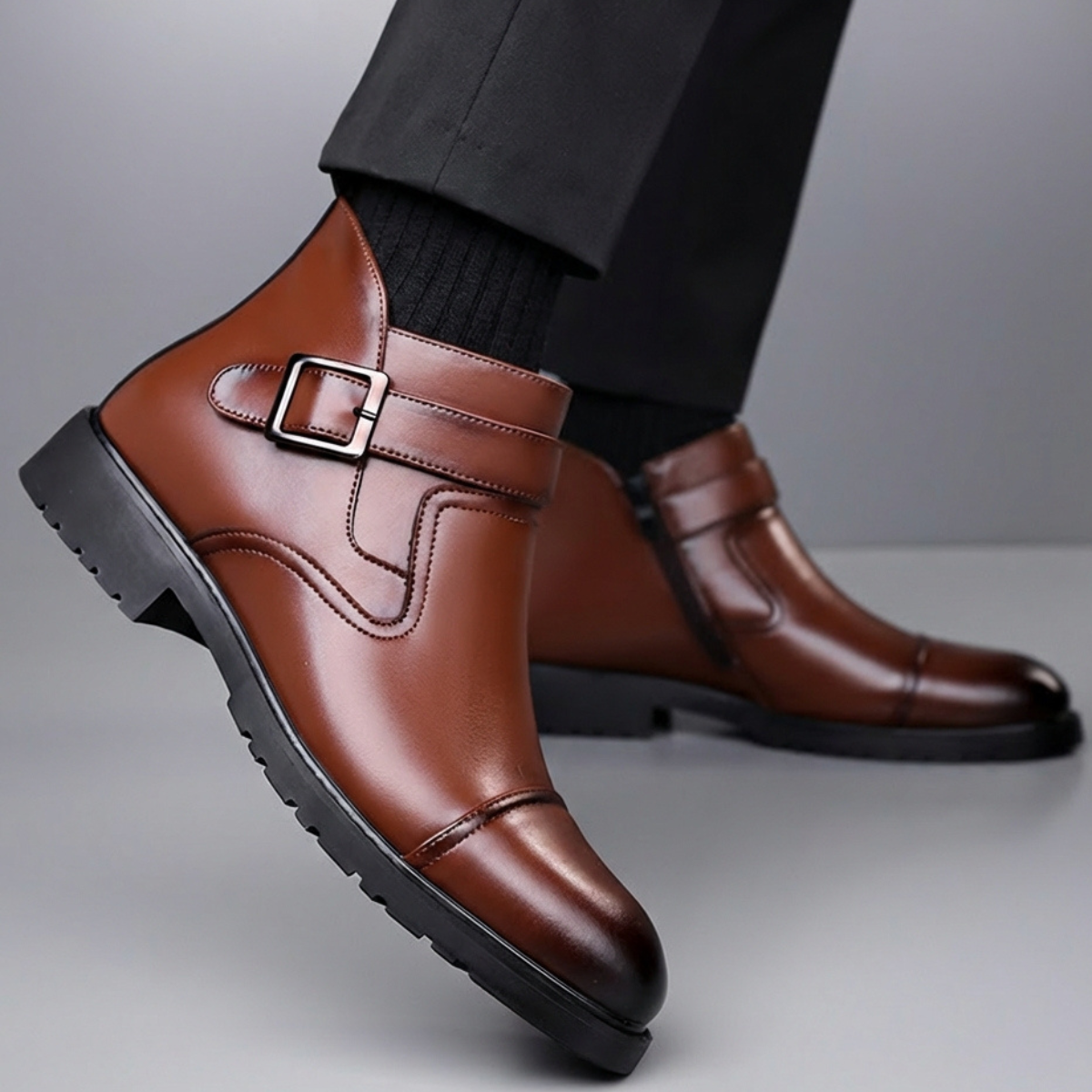 Archie Men’s Buckle Strap Ankle Boots