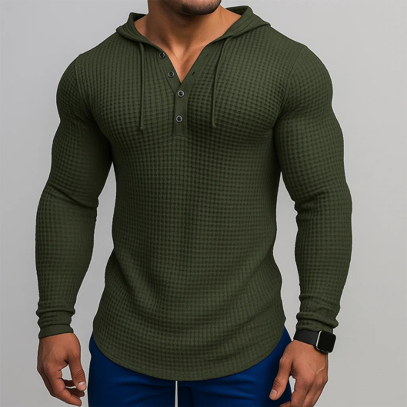 Ricardo Men’s Waffle Hoodie Pullover – Breathable Cotton Knit Sweater