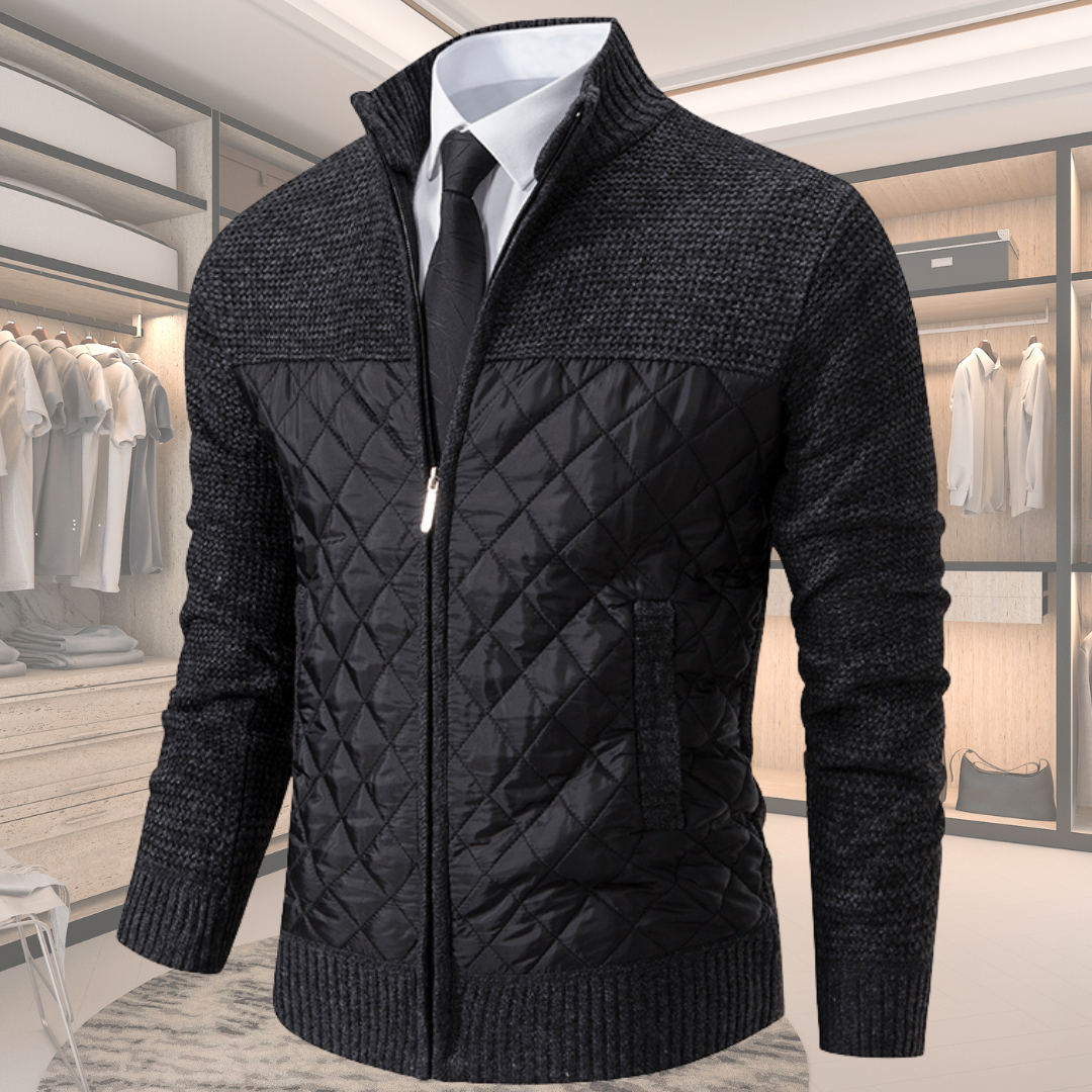 Chris Men’s Zip Up Cardigan – Full Zip Slim Fit Knit Sweater