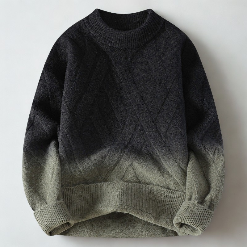 Renato Men's Knit Sweater – Wool-Blend Ombre Gradient Pullover