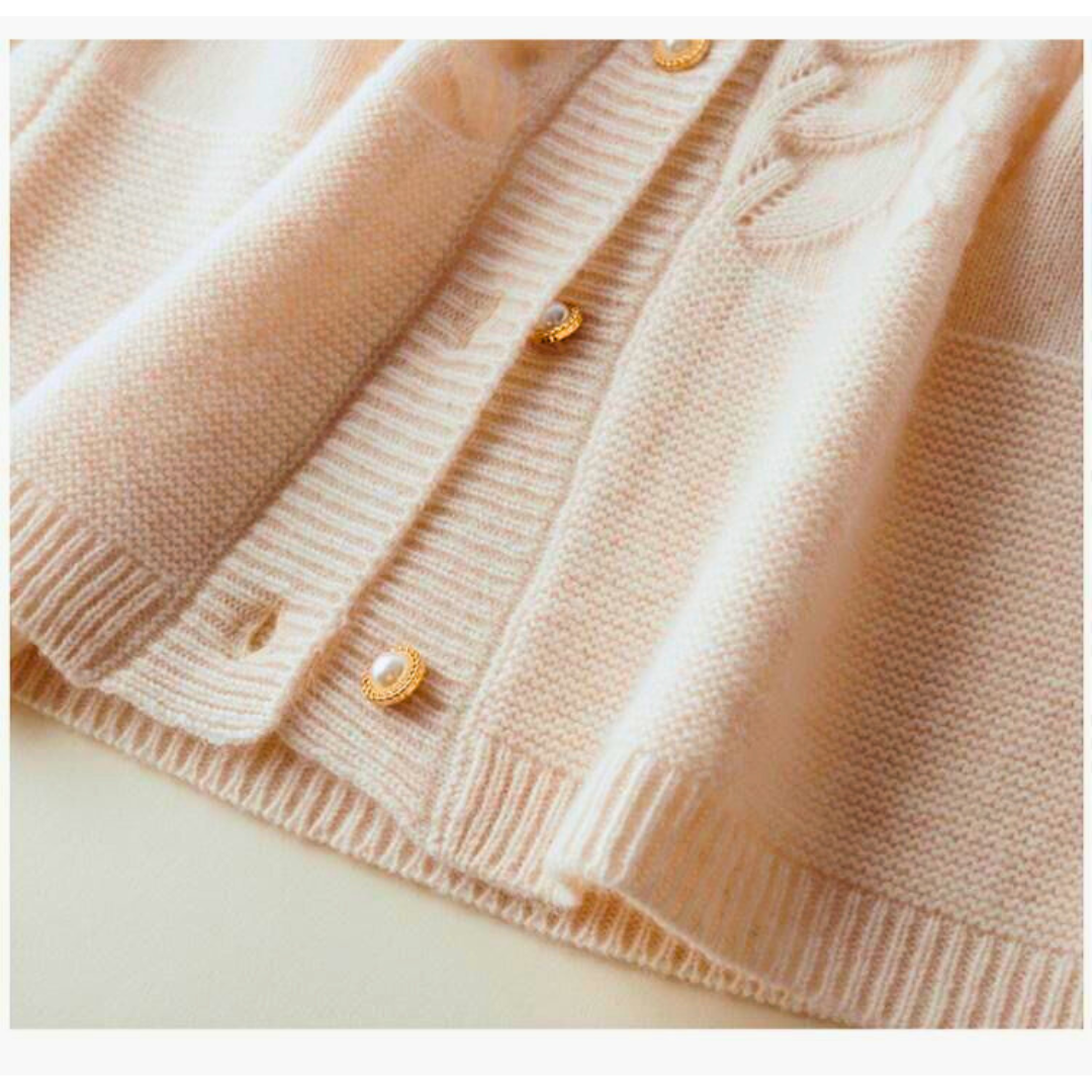 Danica Women’s Wool Cardigan – Cable Knit with Pearl Button Closure