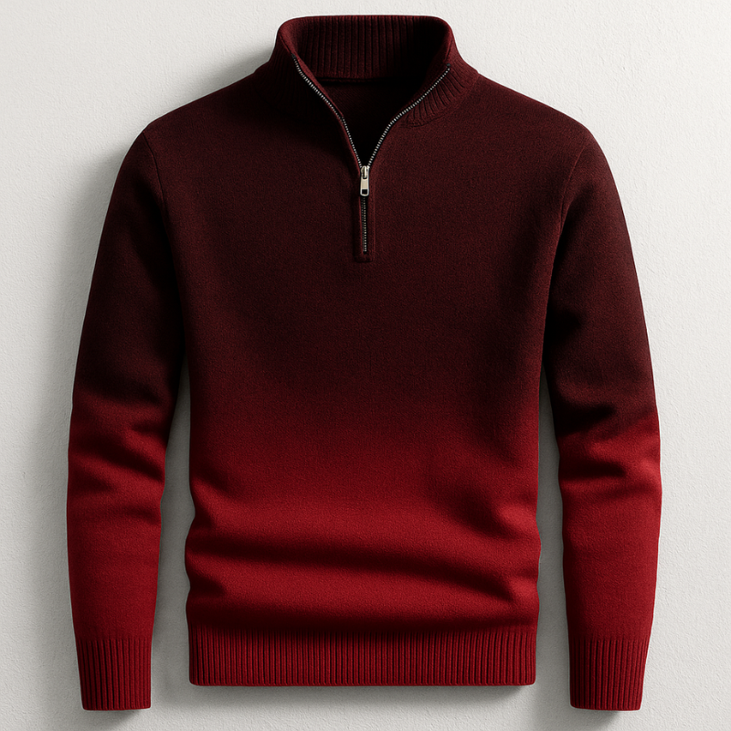 Larsen Men’s Quarter-Zip Pullover – Gradient Ombre Knit Sweater