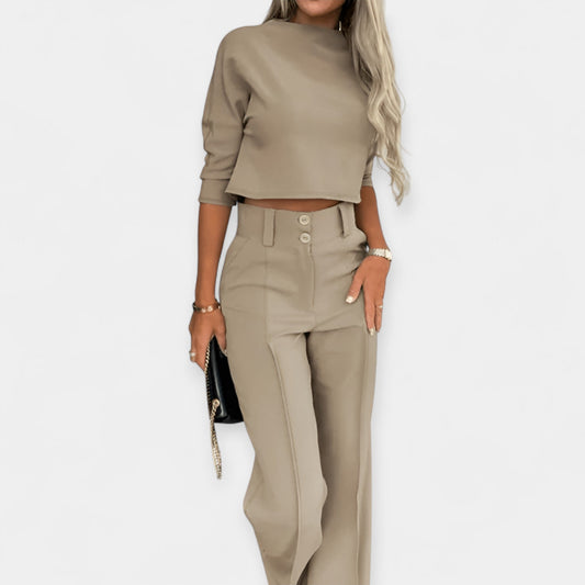 Amily Women's Lounge Set – Crop Top & Lightweight Pants Co-Ord