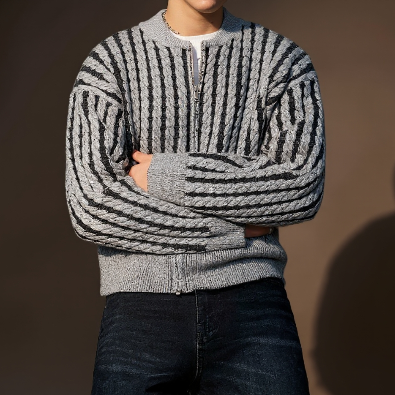 Lando Men’s Zip Cardigan Sweater – Soft Cable Knit Cardigan