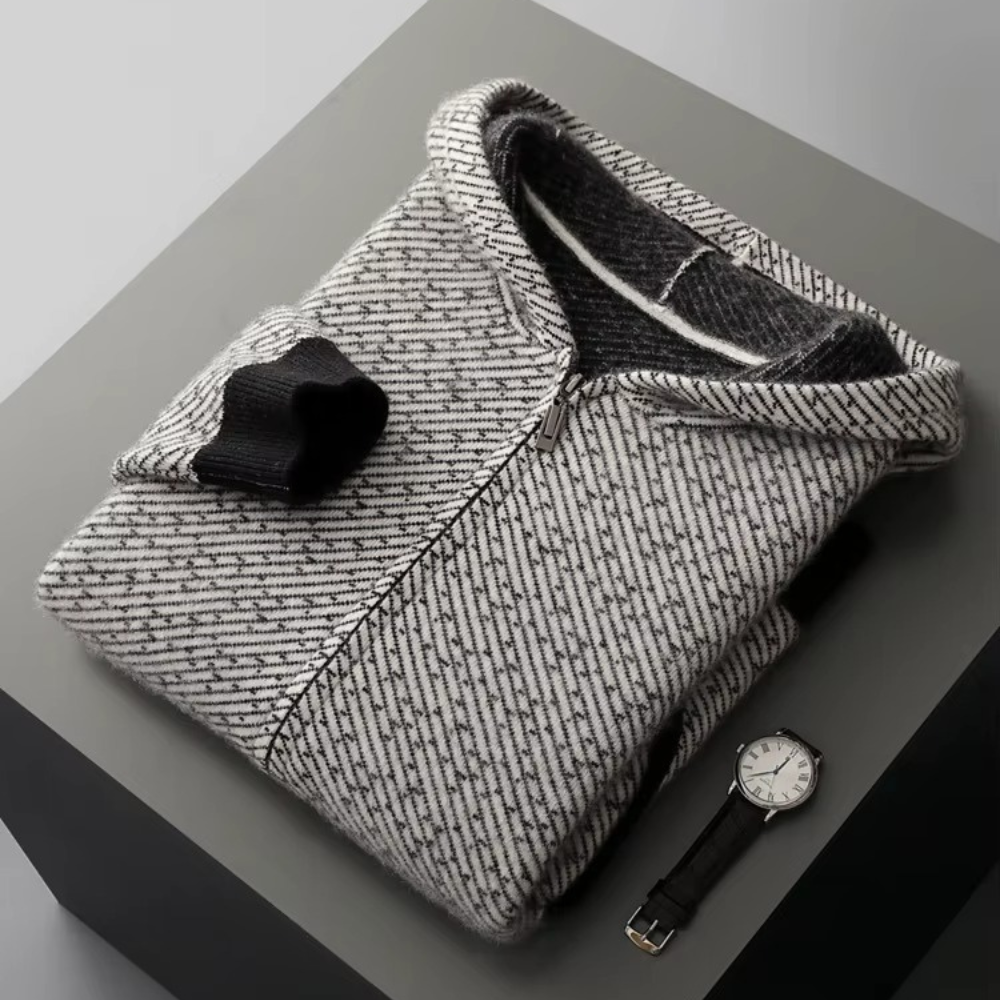 Aiden Men’s Cashmere Hoodie Jacket – Premium Wool Knit Pullover