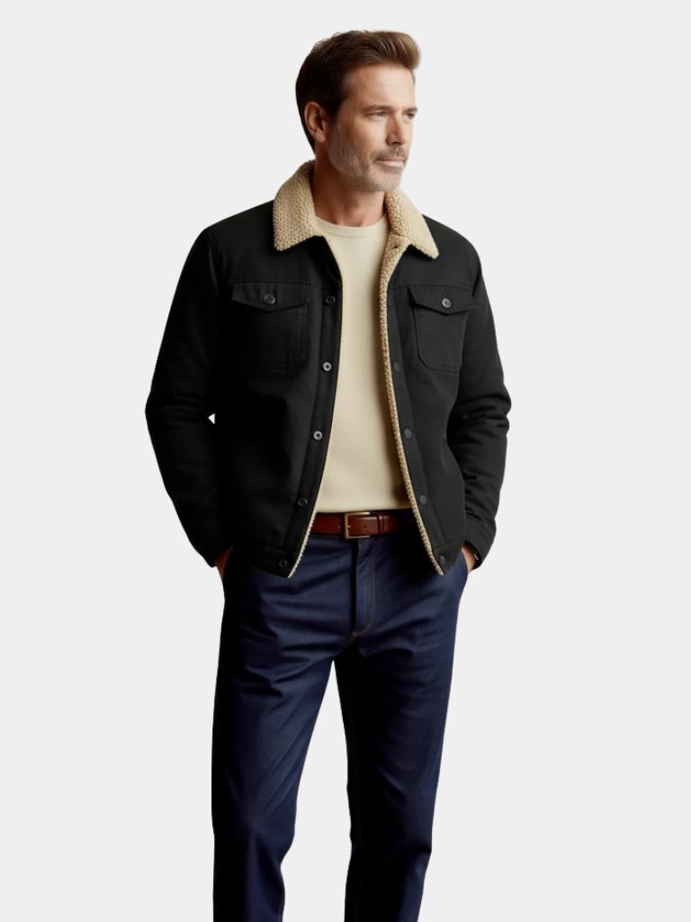 Hawthorne Men’s Fleece Bomber Jacket – Warm Vintage-Inspired Jacket