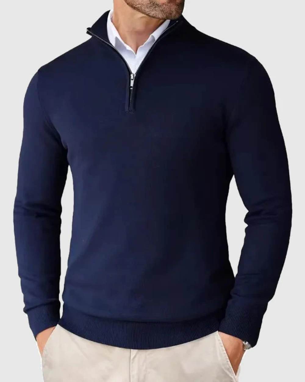 Tomaso Men’s Quarter-Zip Sweater – Lightweight Knit with Stand Collar
