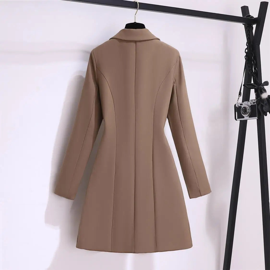 Mirae Women’s Long Coat – Tailored Belted Dress Pleated Skirt