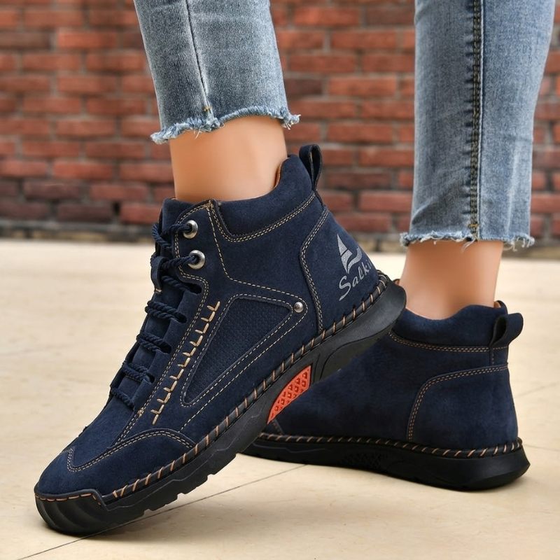 Monroe Nubuck Leather Lace-Up Trainers – Waterproof Breathable Casual Shoes