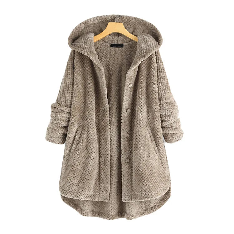 Siena Women’s Fleece Cardigan – Oversized Waffle Knit Jacket
