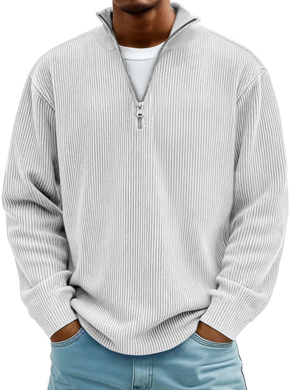 Riccardo Men’s Half-Zip Sweater – Ribbed Knit & Relaxed Fit