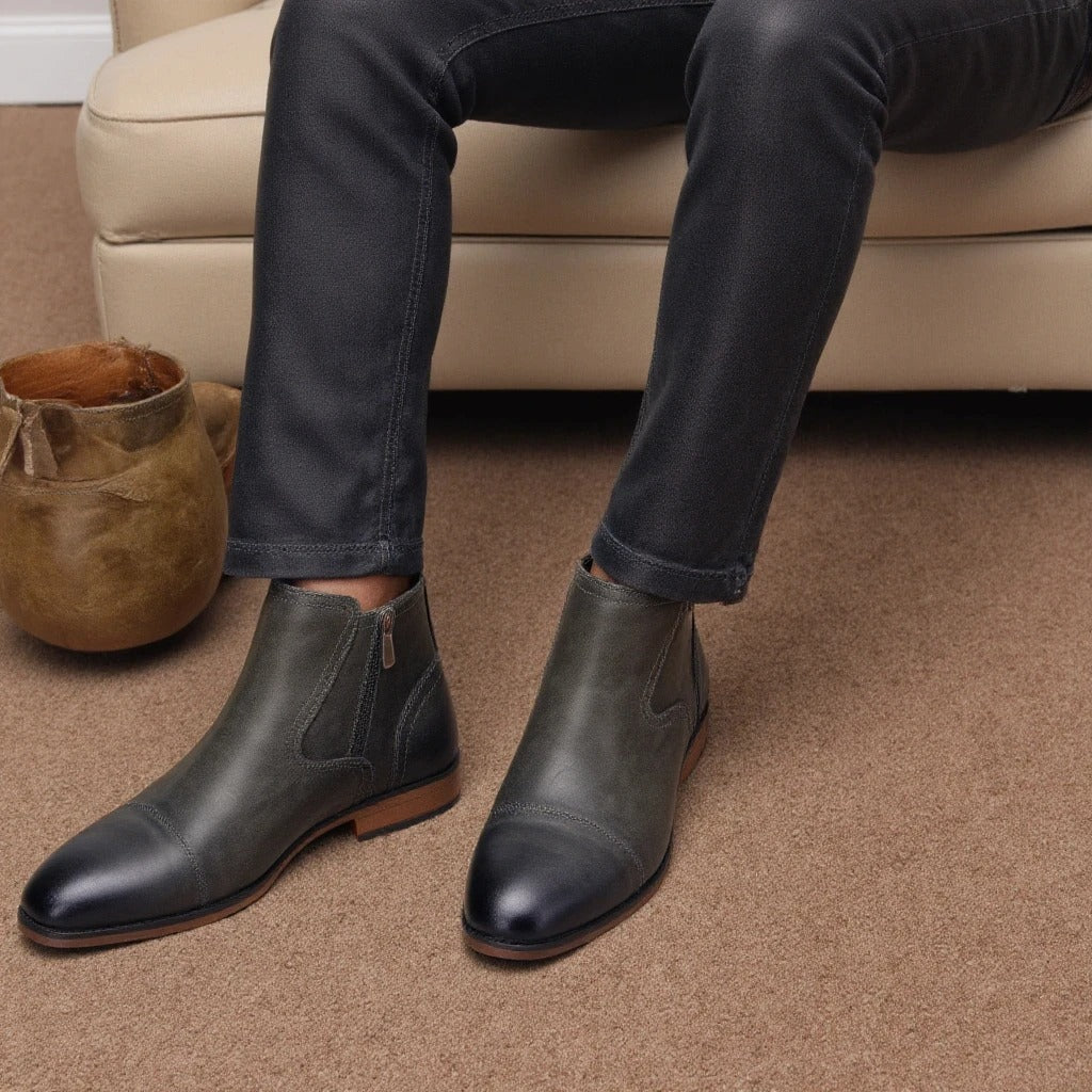 Marriot Men’s Chelsea Boots – Leather Chelsea Boots with Side Zip