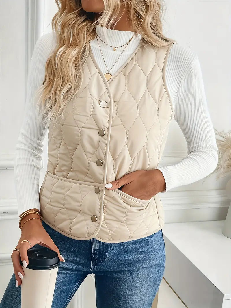 Briana Women’s Quilted Vest – Lightweight Sherpa-Lined Winter Jacket