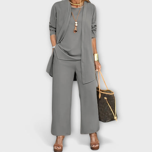 Zinnia Women’s Lounge Set – Soft Knit Cardigan, Top and Trousers