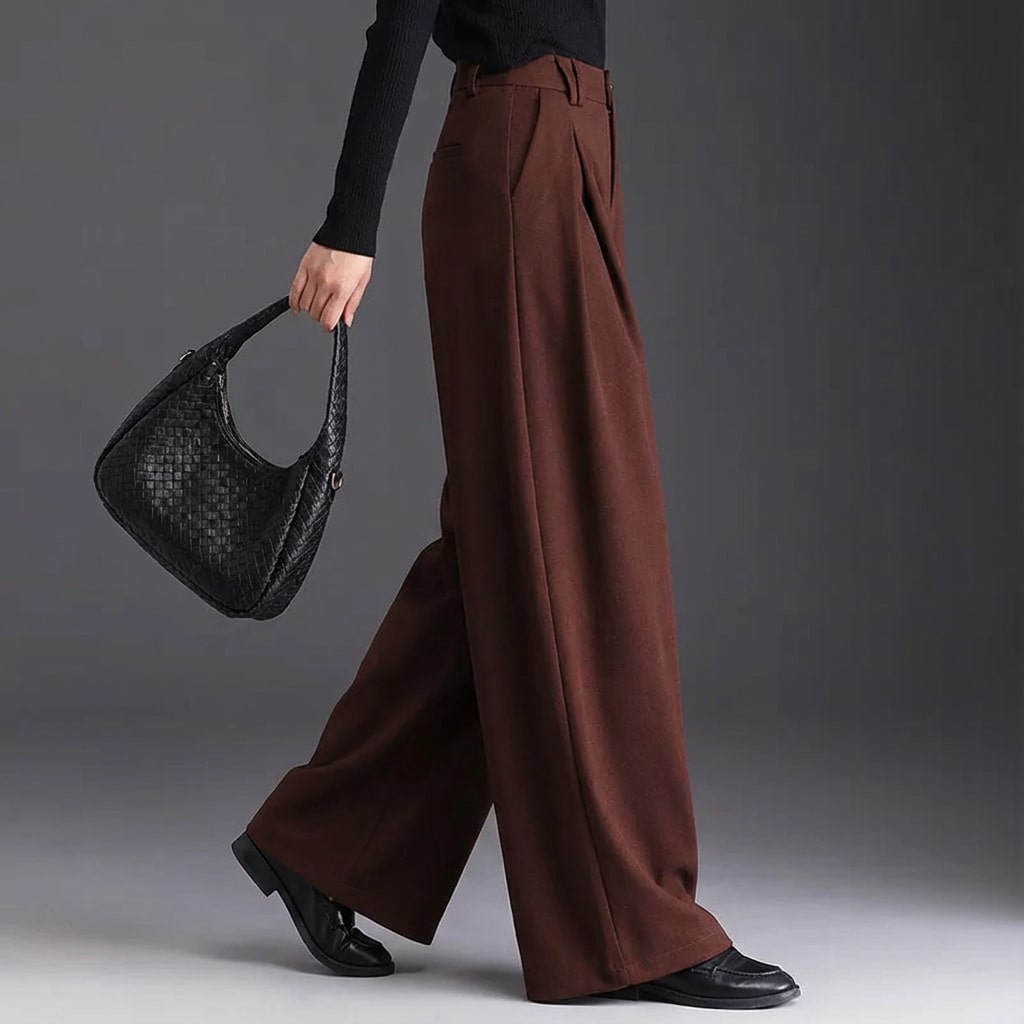 Marseille Women’s Wide-Leg Trousers – Wool-Look Pleated Pants