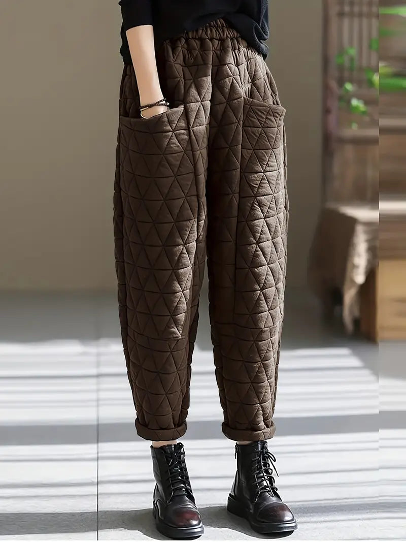 Daisy Women’s Quilted Thermal Pants – Cotton Blend with Tapered Fit