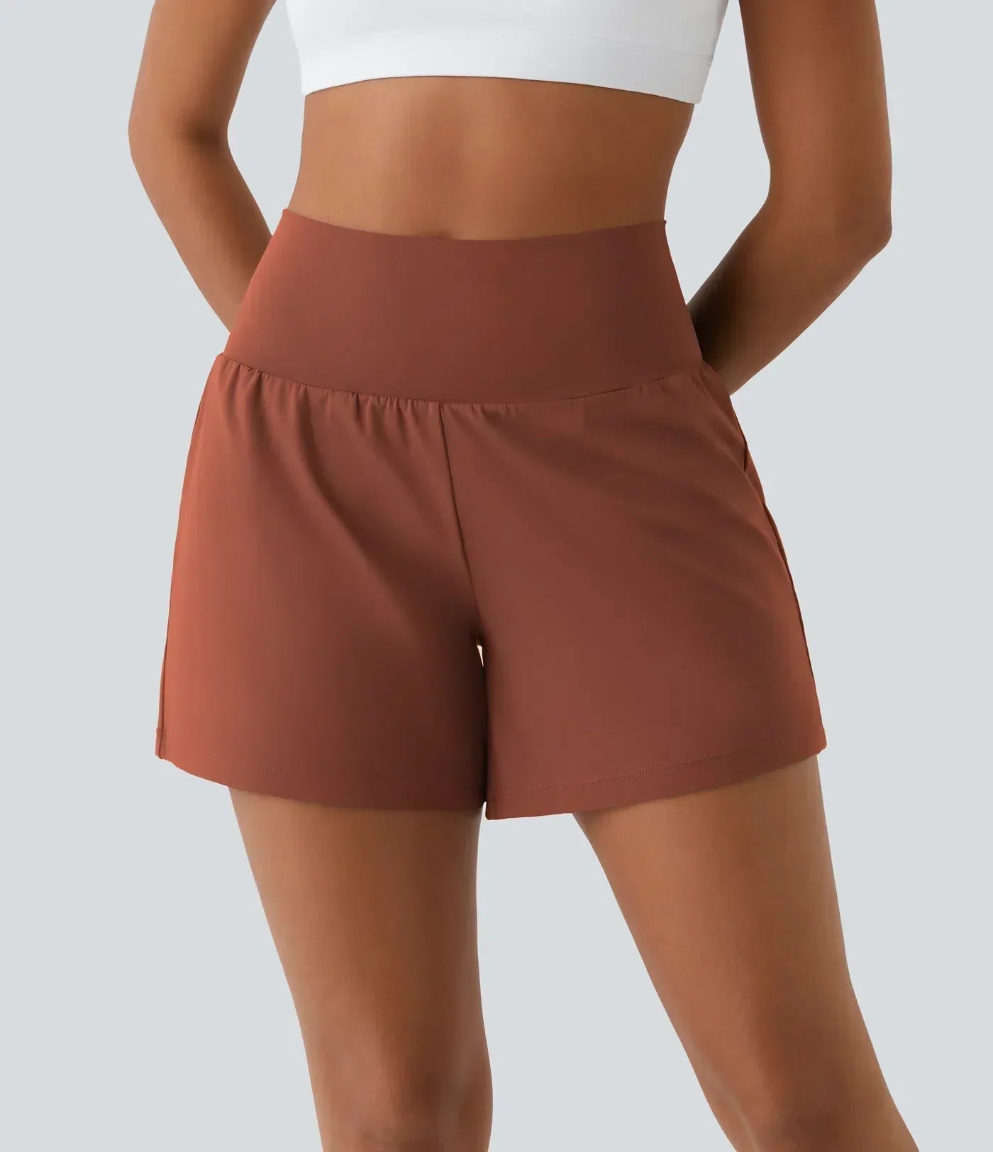 Aria Performance High Waist Yoga Shorts – Double Layer Pocket Active Fit