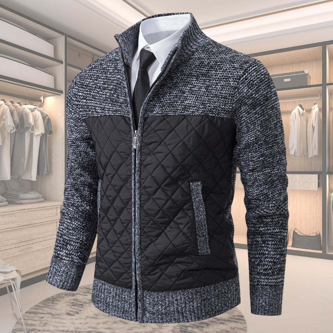 Chris Men’s Zip Up Cardigan – Full Zip Slim Fit Knit Sweater