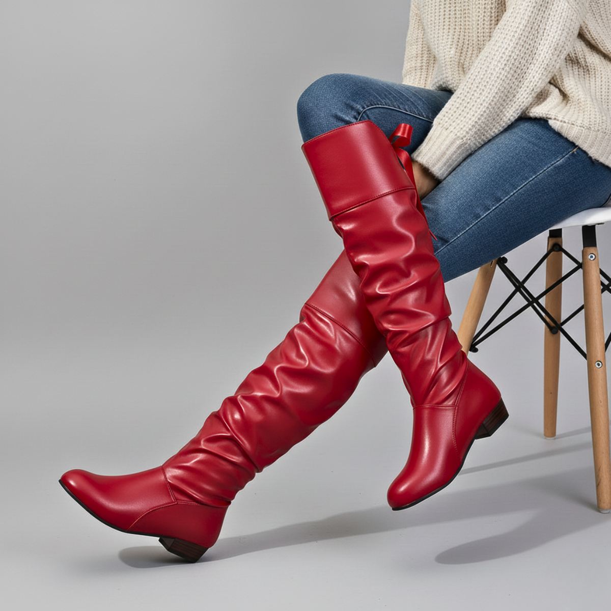 Lydia Women’s Knee High Boots – Smooth Leather with Slouch Design