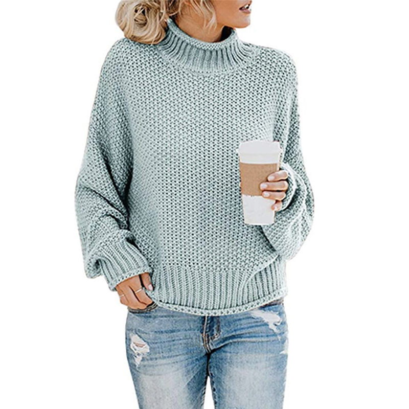 Sophie Women's Turtleneck Pullover – Chunky Knit Sweater with Relaxed Fit