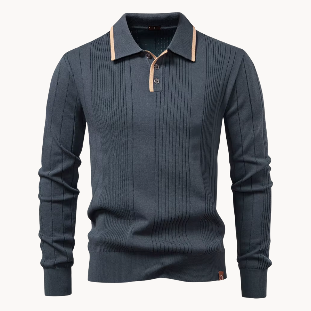 Mando Men’s Knit Polo Sweater – Tailored Comfort Knit Pullover