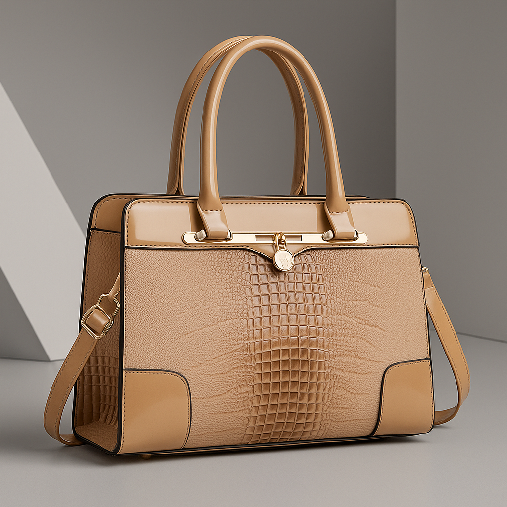Martina Women’s Handbag – Croc-Embossed Structured Leather Bag