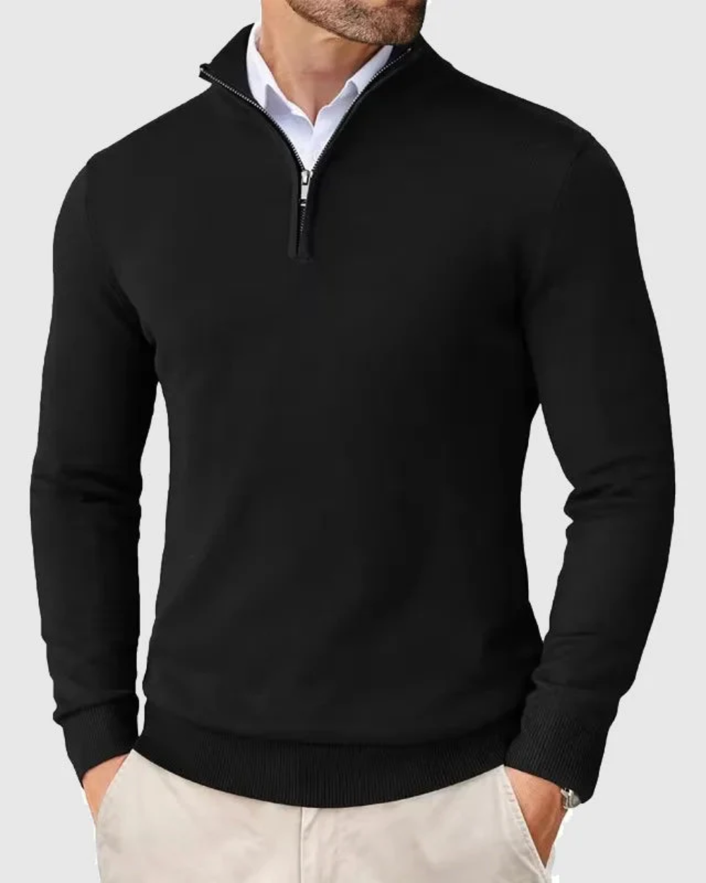 Tomaso Men’s Quarter-Zip Sweater – Lightweight Knit with Stand Collar