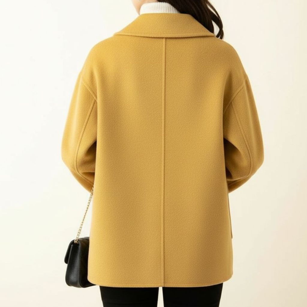 Lucia Women’s Coat – Straight Cut Design with Pearl Button Accents