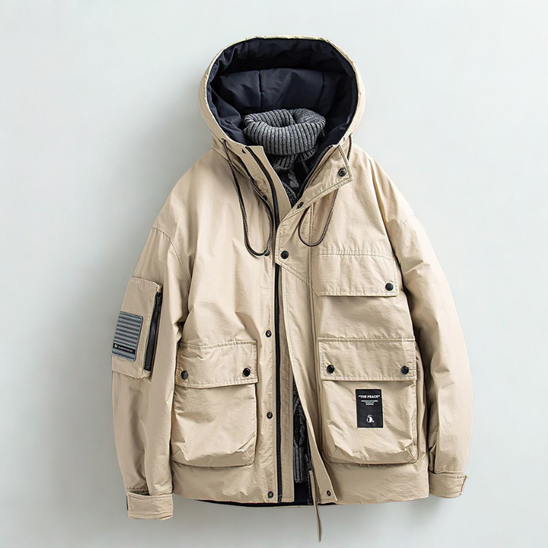 GlacierGuard Men’s Parka Jacket – Weatherproof Nylon Shell with Insulated Lining & Hood
