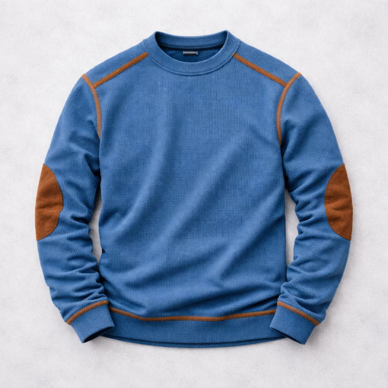 Hilario Men’s Jumper - Reinforced Elbows Waffle Knit Sweater