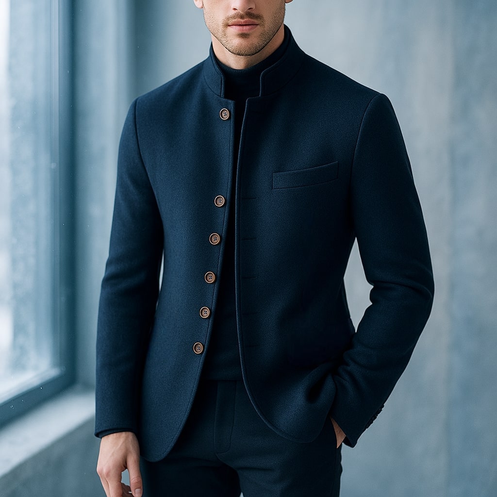 Jethro Men's Wool Jacket – Stand Collar Men’s Wool Coat