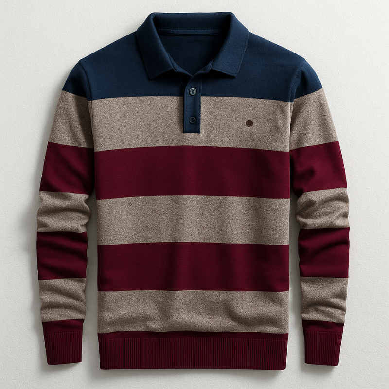 Harrison Men’s Long Sleeve Polo – Premium Cotton Tailored Fit Pullover