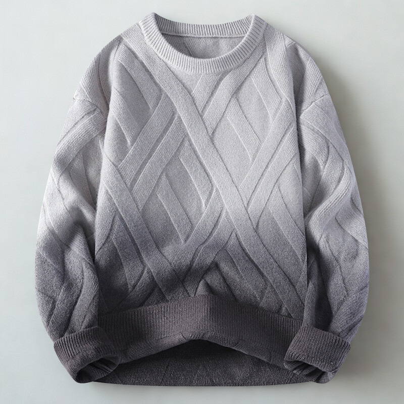 Renato Men's Knit Sweater – Wool-Blend Ombre Gradient Pullover
