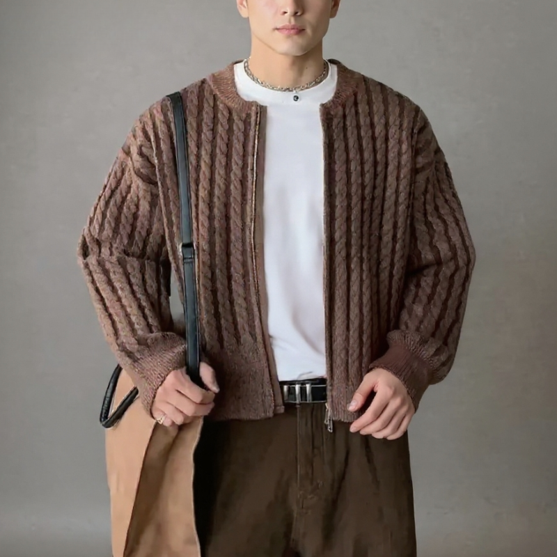 Lando Men’s Zip Cardigan Sweater – Soft Cable Knit Cardigan