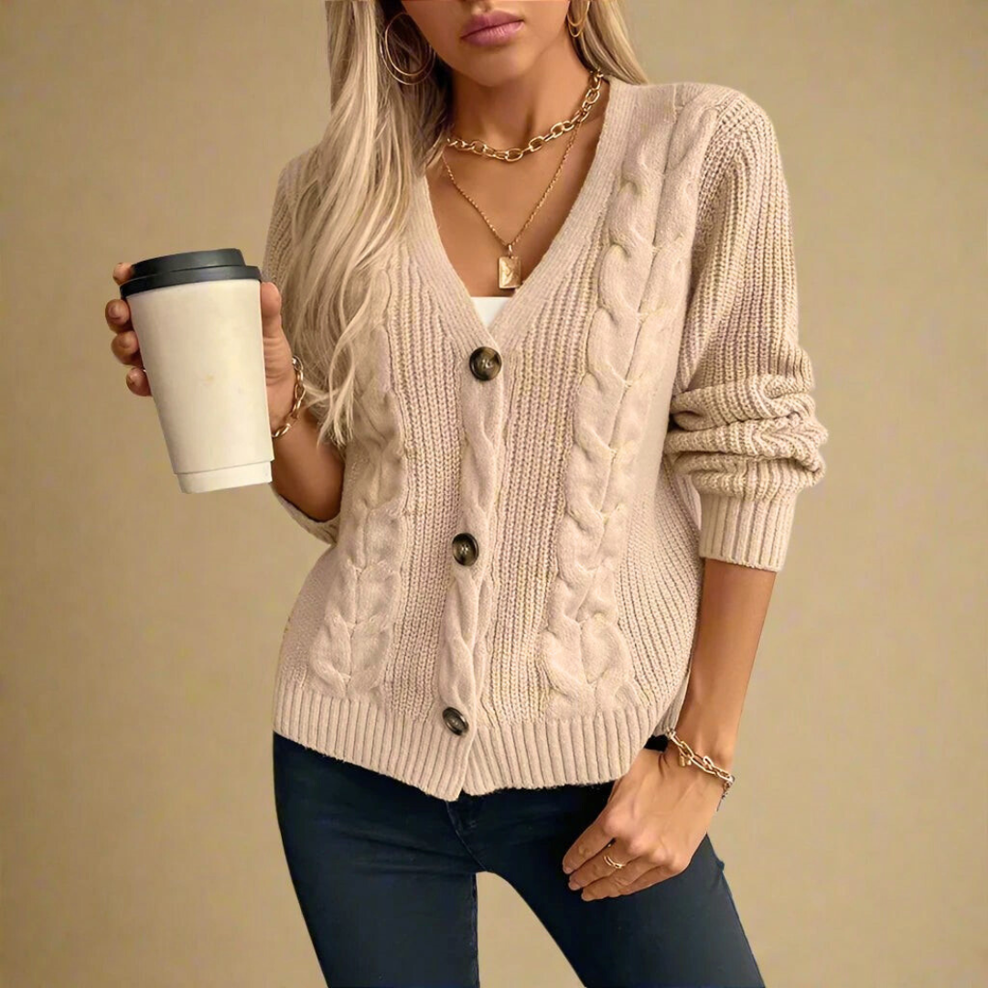 Britany Women’s Knit Cardigan – Lightweight Cable Knit with Button Front