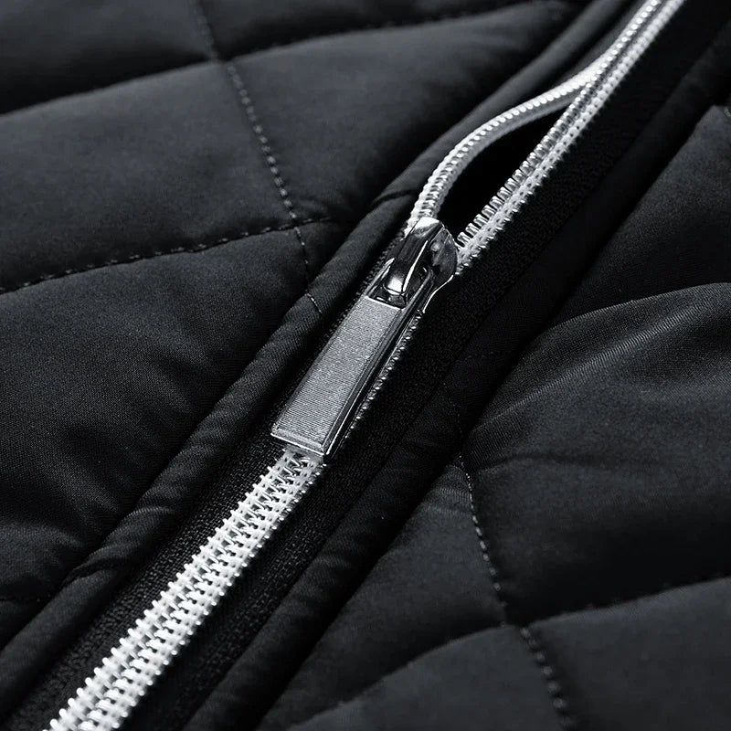 Arnellio Men’s Quilted Jacket – Diamond Stitch Cotton Winter Coat