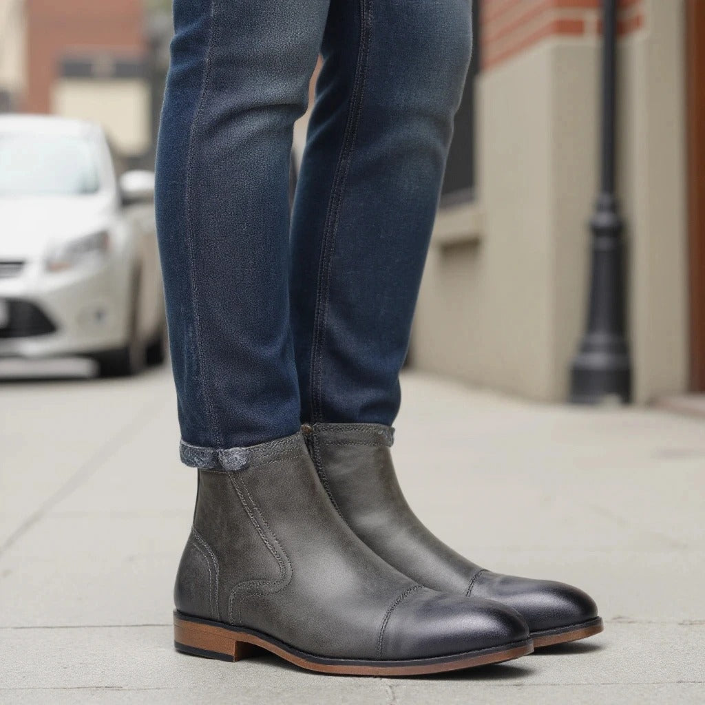 Marriot Men’s Chelsea Boots – Leather Chelsea Boots with Side Zip