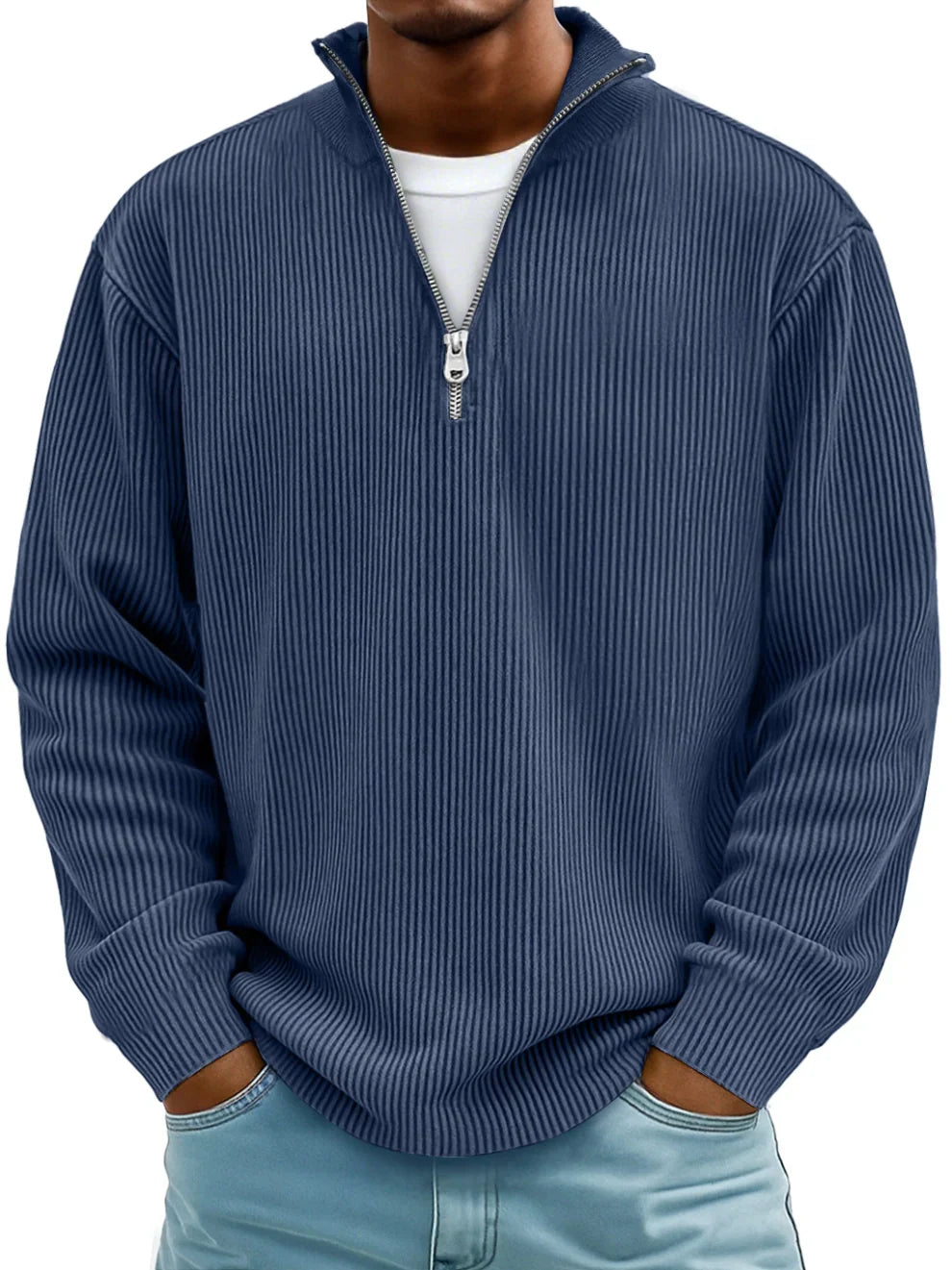 Riccardo Men’s Half-Zip Sweater – Ribbed Knit & Relaxed Fit