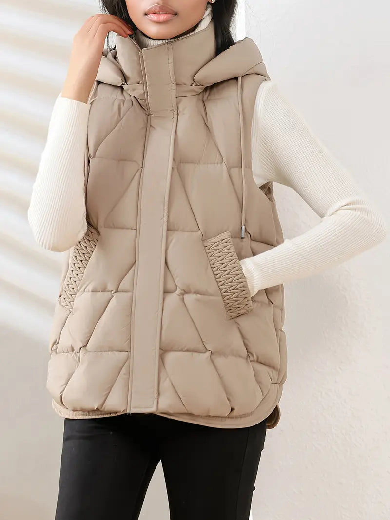 Reyna Women's Quilted Puffer Gilet – Soft-Touch Viscose with Detachable Hood
