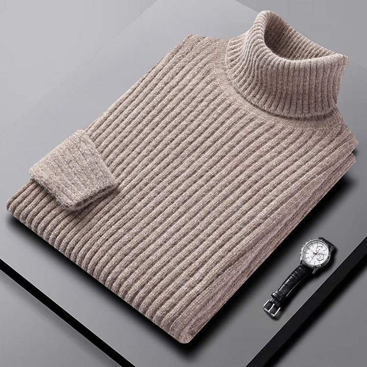 Hudson Men’s Turtleneck Sweater – Structured Ribbed Knit Winter Pullover