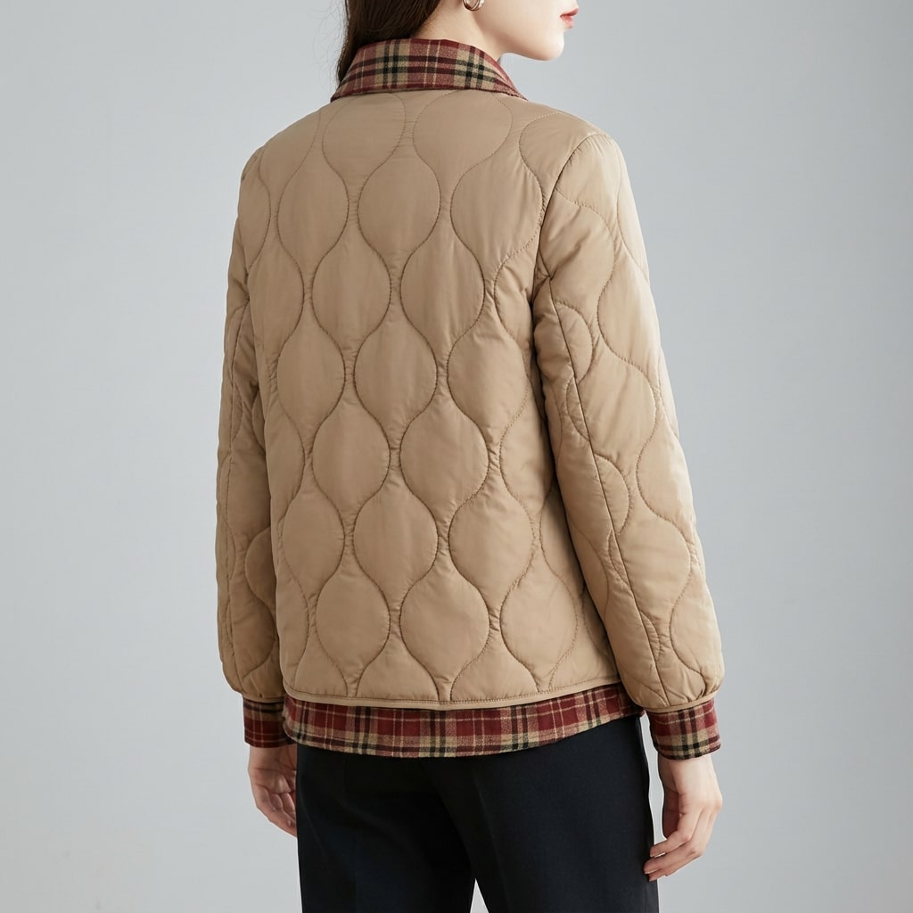 Noelle Women’s Quilted Jacket – Tailored Plaid Lightweight Jacket